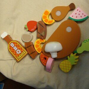 Lot Wood Toy Fake Food Pretend Grocery Store Kitchen Play